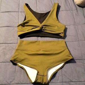 Victoria's Secret Pink Olive Green Bikini Sz M